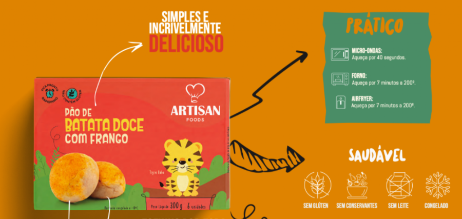 Pão batata doce e frango
